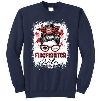 The Red Proud Firefighter Fireman Wife Messy Bun Hair Sweatshirt