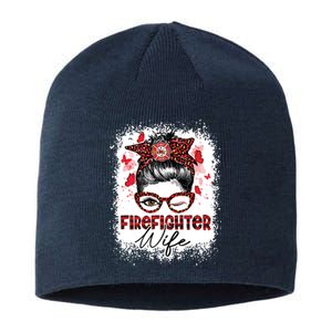 The Red Proud Firefighter Fireman Wife Messy Bun Hair Sustainable Beanie