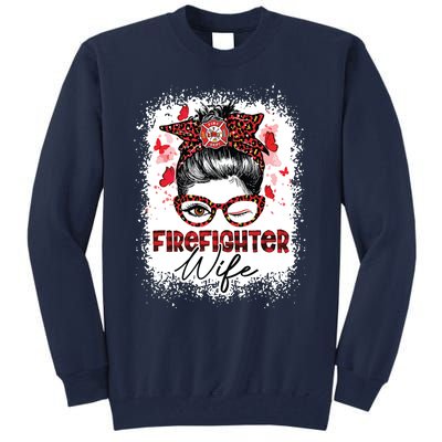 The Red Proud Firefighter Fireman Wife Messy Bun Hair Tall Sweatshirt