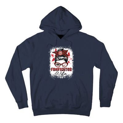 The Red Proud Firefighter Fireman Wife Messy Bun Hair Tall Hoodie