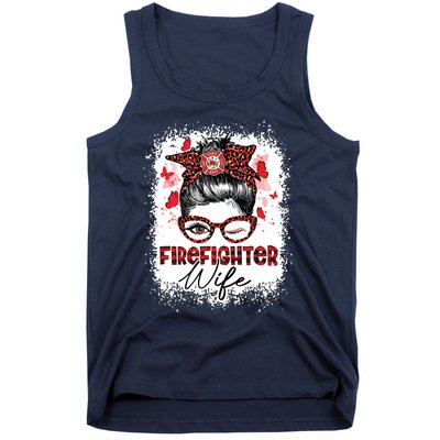 The Red Proud Firefighter Fireman Wife Messy Bun Hair Tank Top