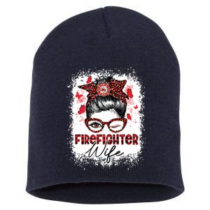 The Red Proud Firefighter Fireman Wife Messy Bun Hair Short Acrylic Beanie