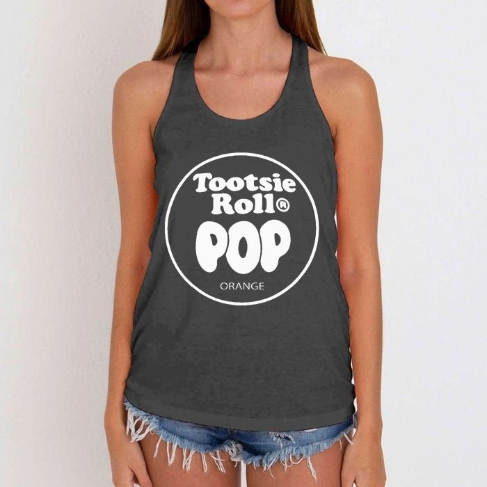 Tootsie Roll Pops Orange Funny Candy Group Halloween Costume Women's Knotted Racerback Tank