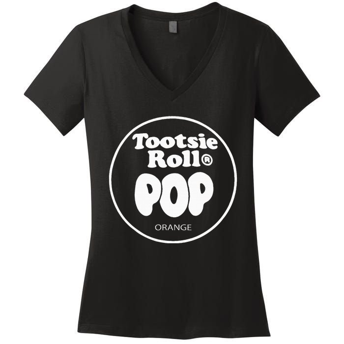 Tootsie Roll Pops Orange Funny Candy Group Halloween Costume Women's V-Neck T-Shirt