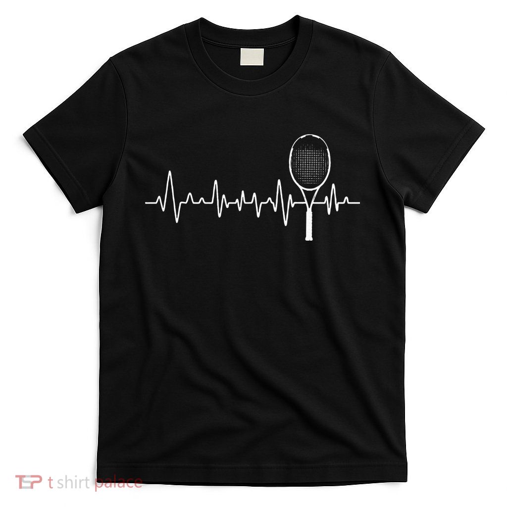 Tennis Racket Pulse Heartbeat EKG Tournament Sports Lover T-Shirt
