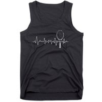 Tennis Racket Pulse Heartbeat EKG Tournament Sports Lover Tank Top