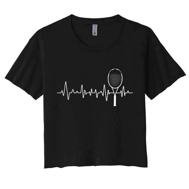 Tennis Racket Pulse Heartbeat EKG Tournament Sports Lover Crop Top
