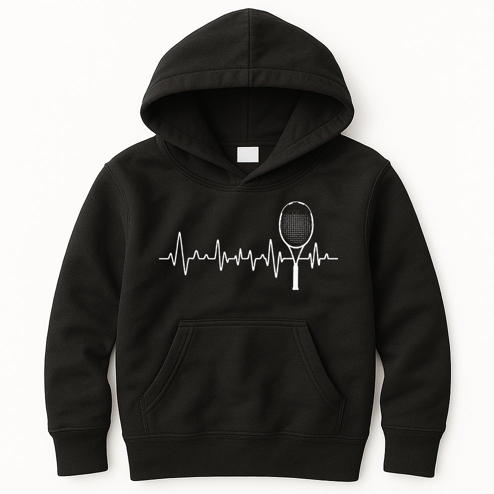 Tennis Racket Pulse Heartbeat EKG Tournament Sports Lover Kids Hoodie