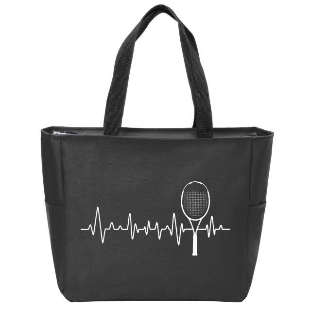 Tennis Racket Pulse Heartbeat EKG Tournament Sports Lover Zip Tote Bag