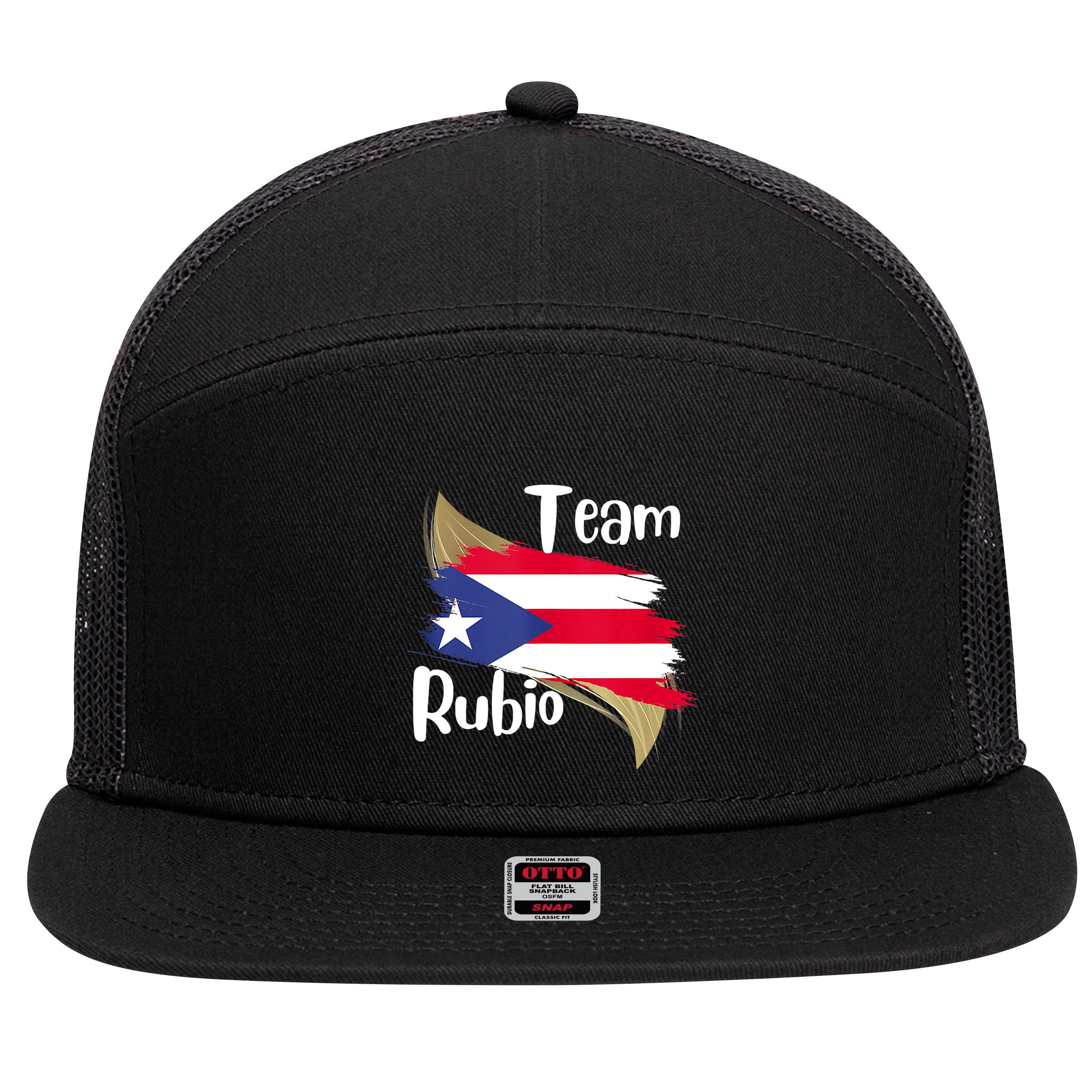 Team Rubio Puerto Rico PR Flag Pride 7 Panel Mesh Trucker Snapback Hat