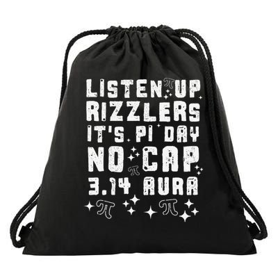 Teacher Rizzlers Pi Day Show No Cap Brainrot Funny Pi Day Drawstring Bag