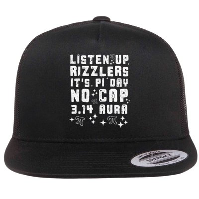Teacher Rizzlers Pi Day Show No Cap Brainrot Funny Pi Day Flat Bill Trucker Hat