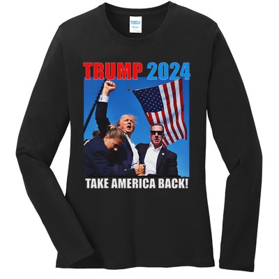 Trump Rally Pray For President Bold Design Ladies Long Sleeve Shirt