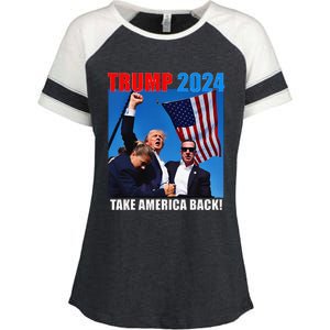 Trump Rally Pray For President Trump God Bless Trump Enza Ladies Jersey Colorblock Tee