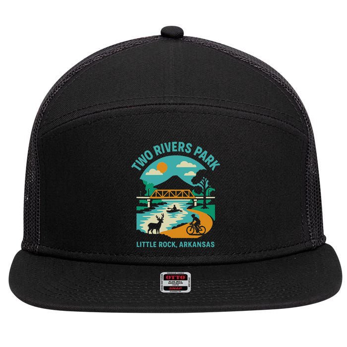 Two Rivers Park In Little Rock Arkansas Bridge View Gift 7 Panel Mesh Trucker Snapback Hat