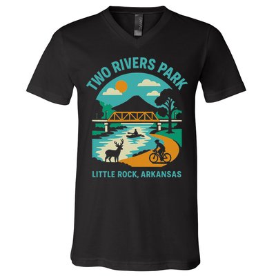 Two Rivers Park In Little Rock Arkansas Bridge View Gift V-Neck T-Shirt