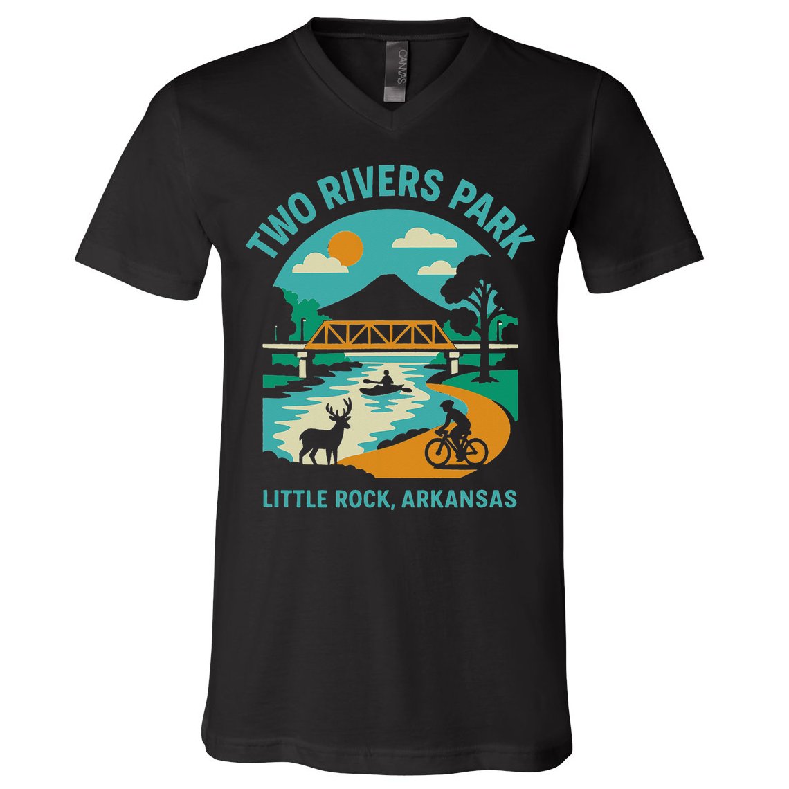Two Rivers Park In Little Rock Arkansas Bridge View Gift V-Neck T-Shirt