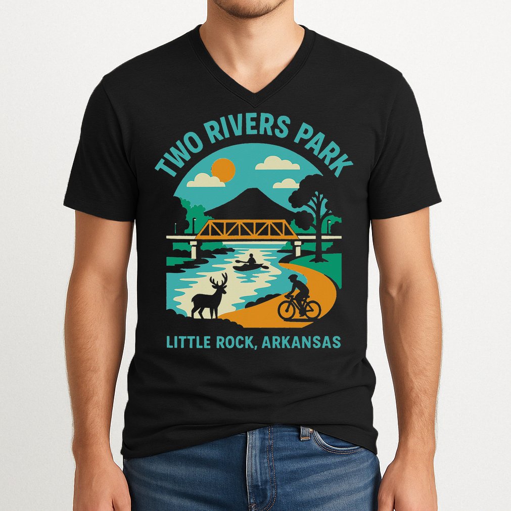 Two Rivers Park In Little Rock Arkansas Bridge View Gift V-Neck T-Shirt
