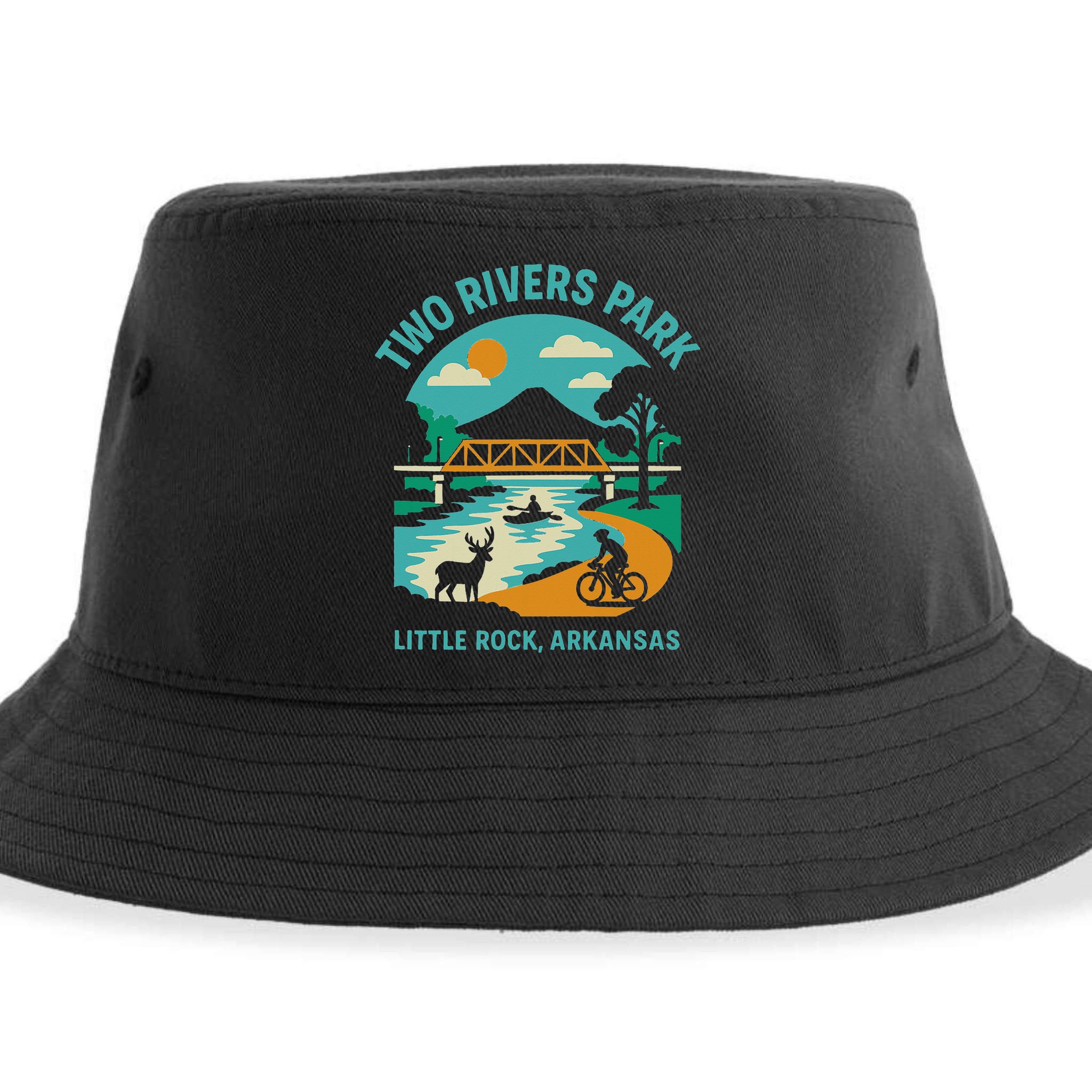 Two Rivers Park In Little Rock Arkansas Bridge View Gift Sustainable Bucket Hat