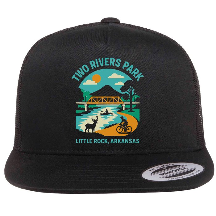 Two Rivers Park In Little Rock Arkansas Bridge View Gift Flat Bill Trucker Hat