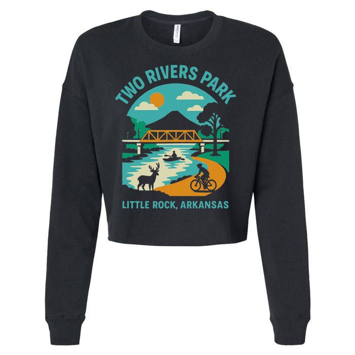 Two Rivers Park In Little Rock Arkansas Bridge View Gift Cropped Pullover Crew