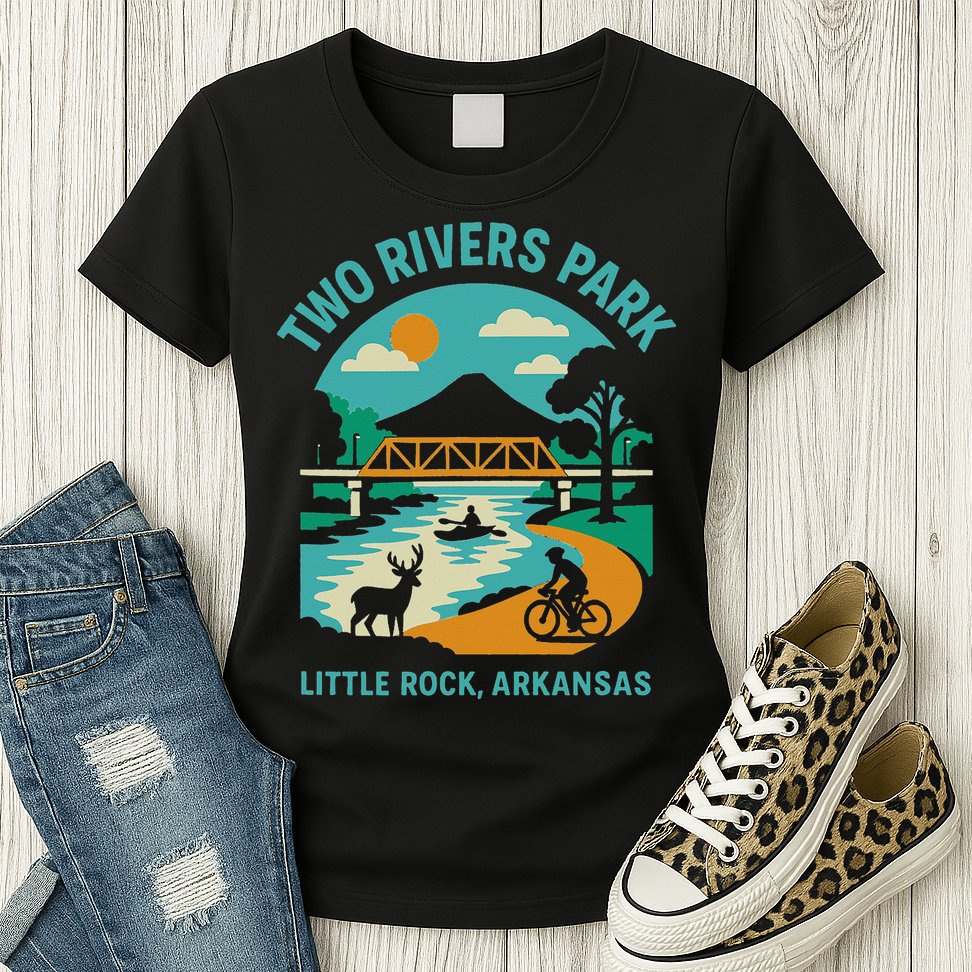 Two Rivers Park In Little Rock Arkansas Bridge View Gift Womens T-Shirt