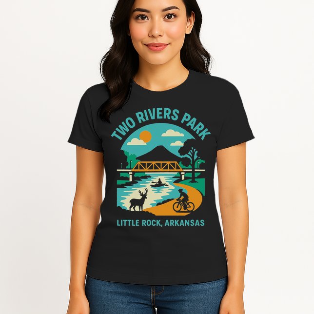 Two Rivers Park In Little Rock Arkansas Bridge View Gift Womens T-Shirt
