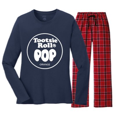 Tootsie Roll Pops Orange Funny Candy Group Halloween Women's Long Sleeve Flannel Pajama Set 