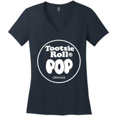 Tootsie Roll Pops Orange Funny Candy Group Halloween Women's V-Neck T-Shirt