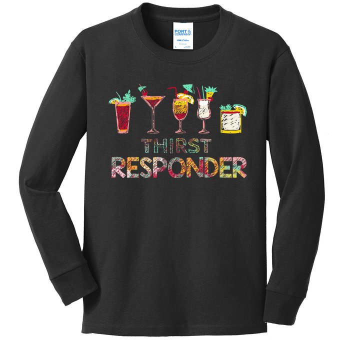 Thirst Response Responder Funny Bartender Mixologists Kids Long Sleeve Shirt