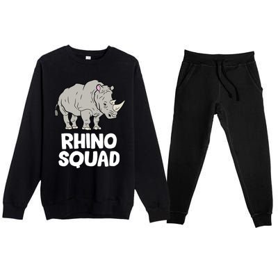 Team Rhino Rhino Squad Love Rhinoceros Gift Premium Crewneck Sweatsuit Set