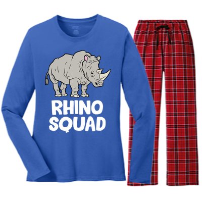 Team Rhino Rhino Squad Love Rhinoceros Gift Women's Long Sleeve Flannel Pajama Set 