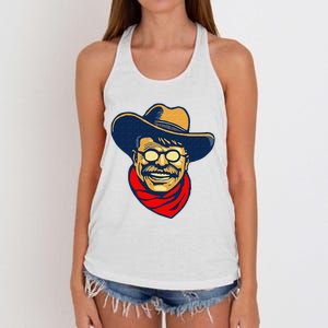 Teddy Roosevelt Rough Rider American National Parks Retro Women's Knotted Racerback Tank