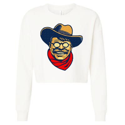 Teddy Roosevelt Rough Rider American National Parks Retro Cropped Pullover Crew