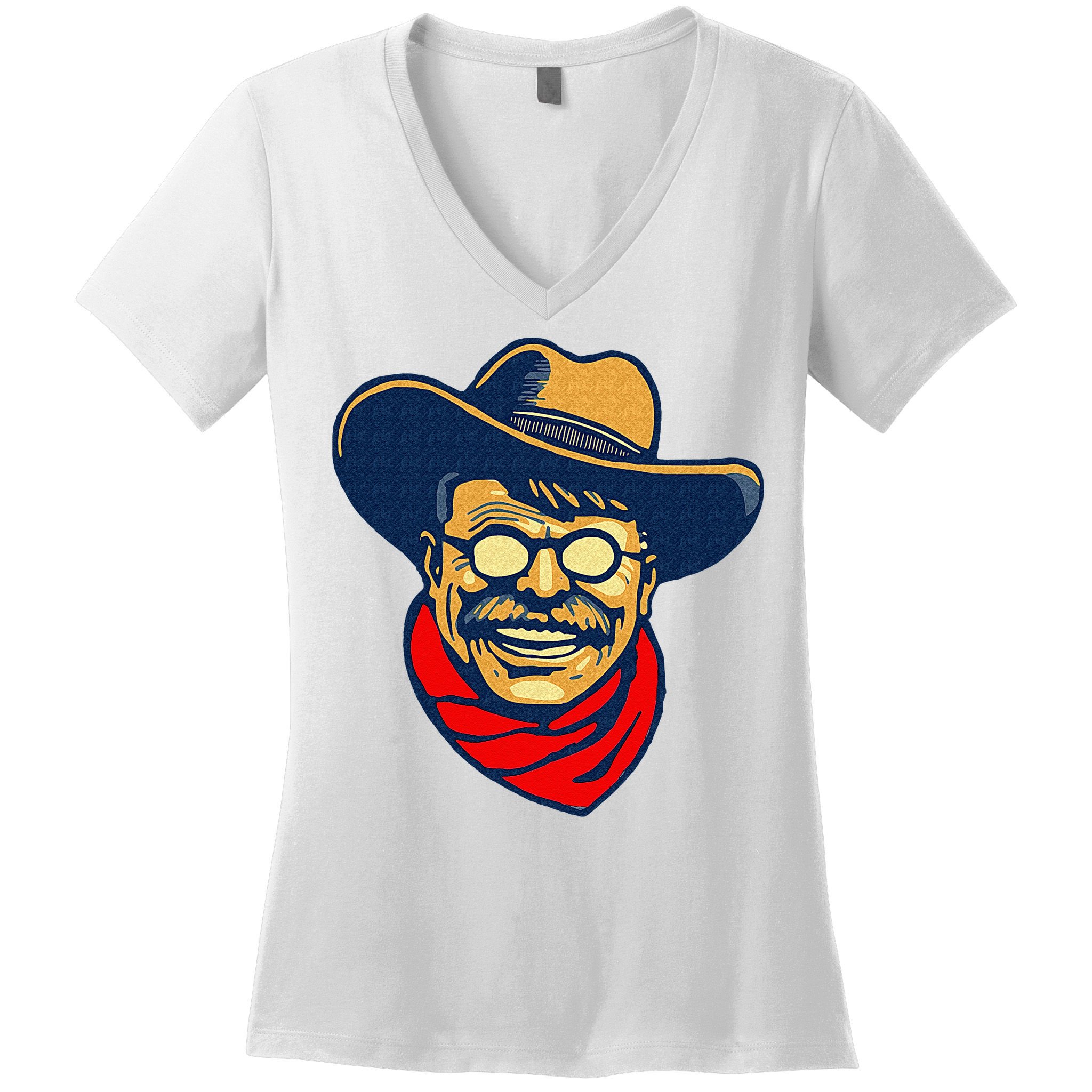 Teddy Roosevelt Rough Rider American National Parks Retro Women's V-Neck T-Shirt