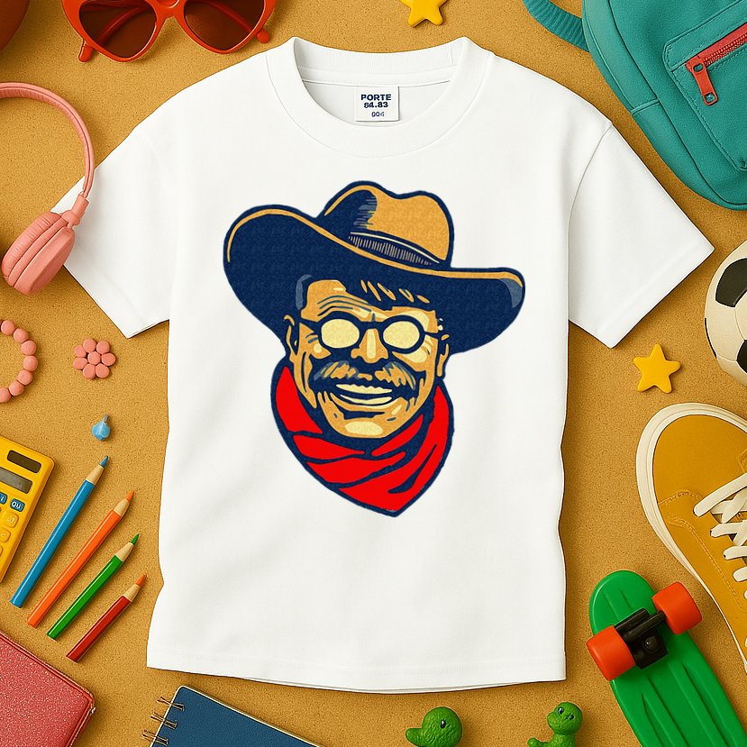 Teddy Roosevelt Rough Rider American National Parks Retro Kids T-Shirt