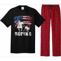 Team Roping Roper Usa American Flag Header Heeler Horse Pajama Set