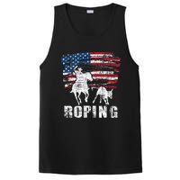 Team Roping Roper Usa American Flag Header Heeler Horse PosiCharge Competitor Tank