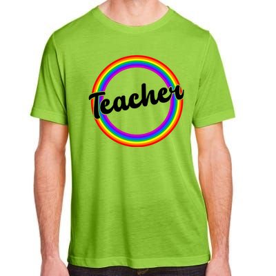 Teacher Rainbow Retro Gift For Teacher Adult ChromaSoft Performance T-Shirt