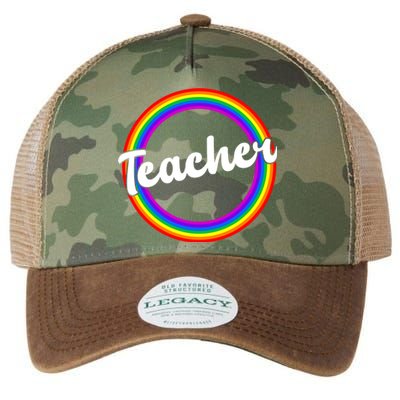 Teacher Rainbow Retro Gift For Teacher Legacy Tie Dye Trucker Hat