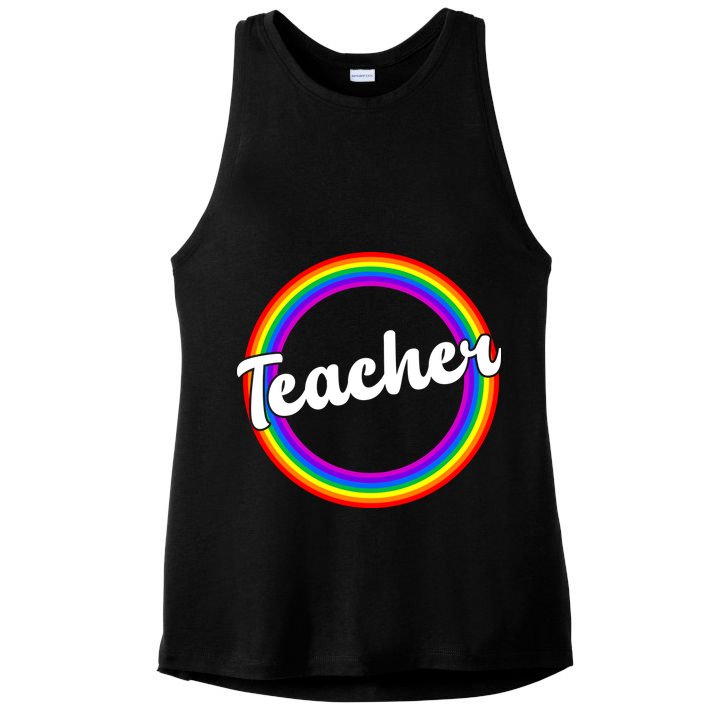 Teacher Rainbow Retro Gift For Teacher Ladies PosiCharge Tri-Blend Wicking Tank