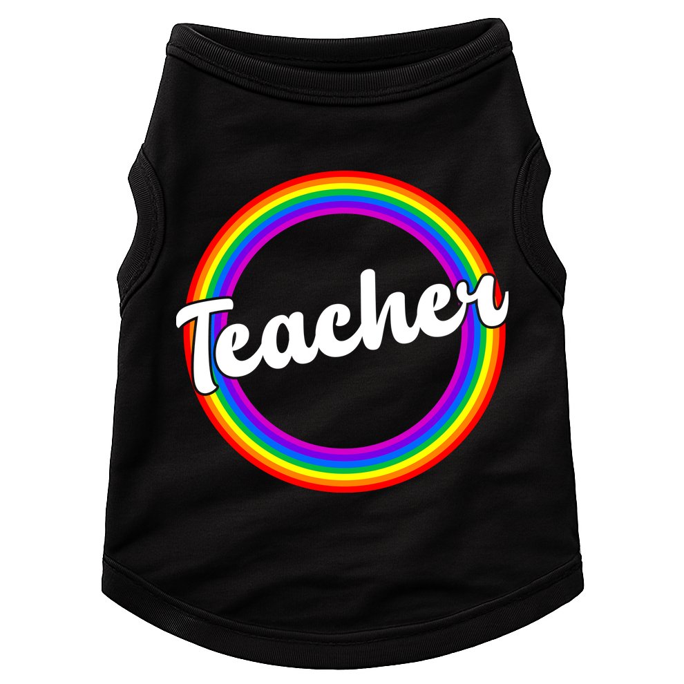 Teacher Rainbow Retro Gift For Teacher Doggie Tank