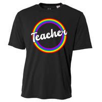 Teacher Rainbow Retro Gift For Teacher Cooling Performance Crew T-Shirt