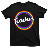 Teacher Rainbow Retro Gift For Teacher T-Shirt