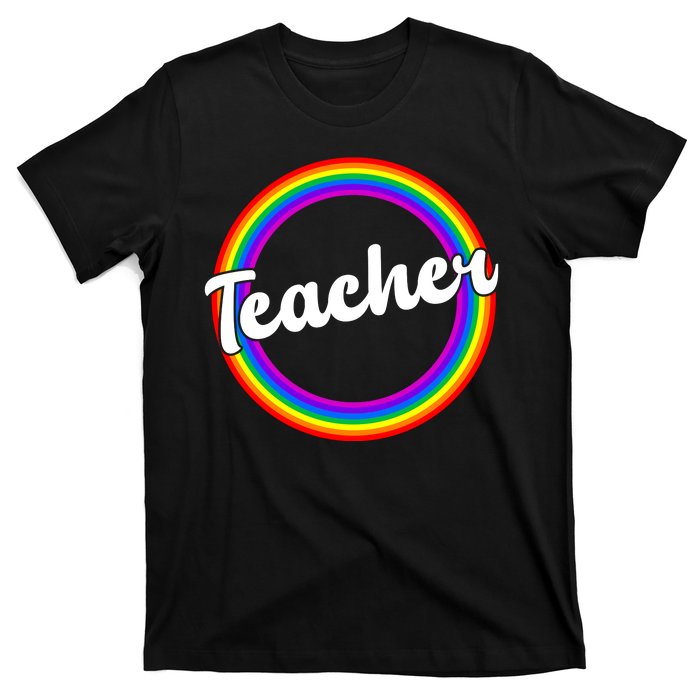 Teacher Rainbow Retro Gift For Teacher T-Shirt