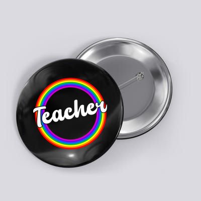 Teacher Rainbow Retro Gift For Teacher Button