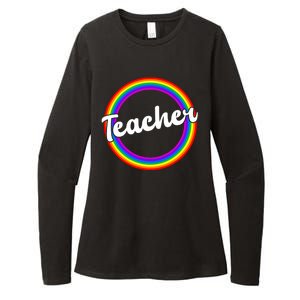 Teacher Rainbow Retro Gift For Teacher Womens CVC Long Sleeve Shirt