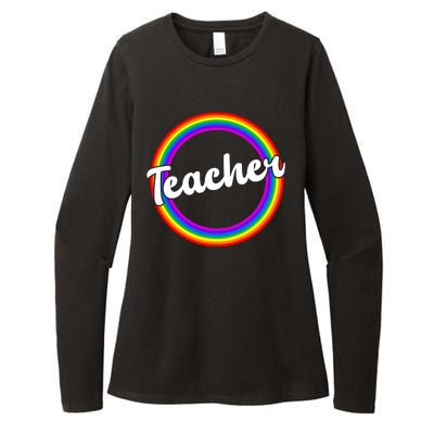 Teacher Rainbow Retro Gift For Teacher Womens CVC Long Sleeve Shirt