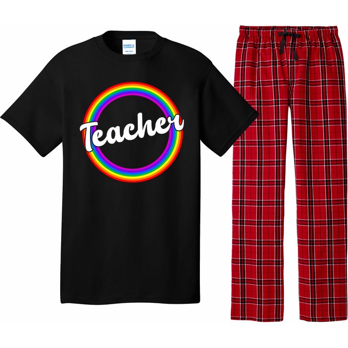 Teacher Rainbow Retro Gift For Teacher Pajama Set