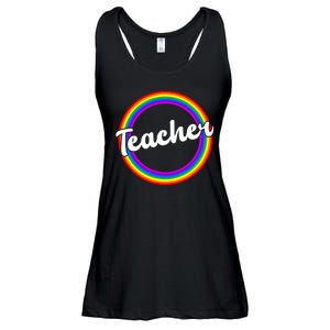 Teacher Rainbow Retro Gift For Teacher Ladies Essential Flowy Tank